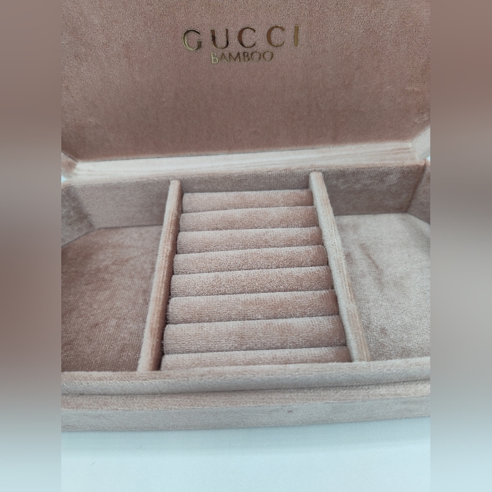 GUCCI Blush Pink Bamboo Velvet Jewelry Case Box VIP GWP - Picture 4 of 8